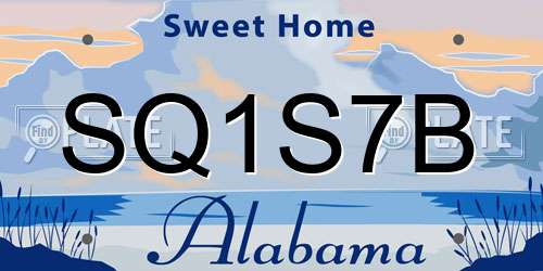 SQ1S7B Alabama License Plate