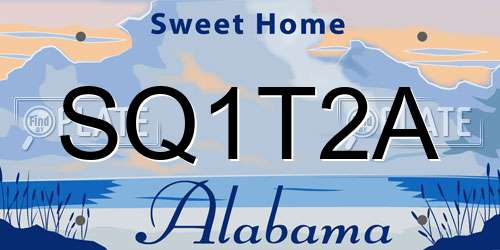 SQ1T2A Alabama License Plate