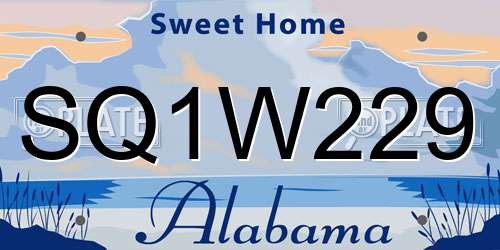 SQ1W229 Alabama License Plate