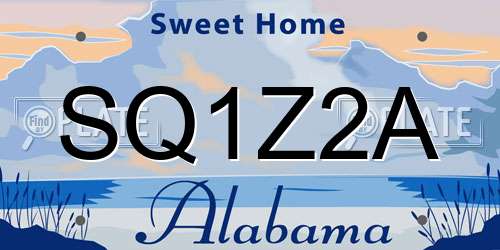 SQ1Z2A Alabama License Plate