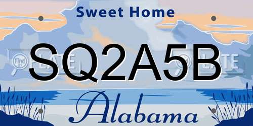 SQ2A5B Alabama License Plate