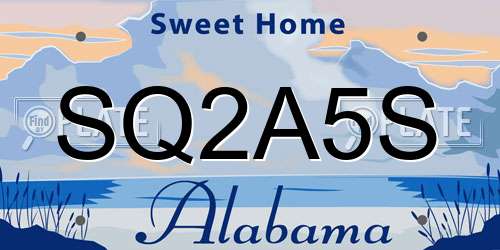 SQ2A5S Alabama License Plate