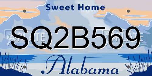 SQ2B569 Alabama License Plate