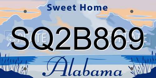 SQ2B869 Alabama License Plate