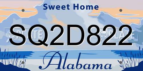 SQ2D822 Alabama License Plate