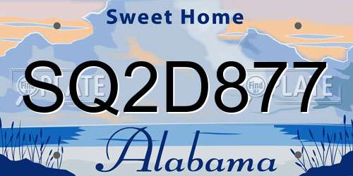 SQ2D877 Alabama License Plate
