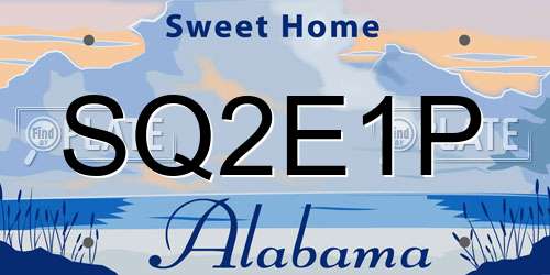 SQ2E1P Alabama License Plate