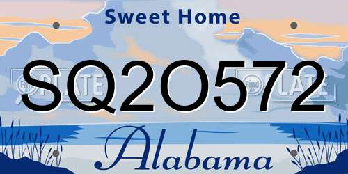 SQ2O572 Alabama License Plate