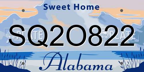 SQ2O822 Alabama License Plate