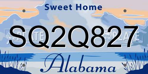 SQ2Q827 Alabama License Plate