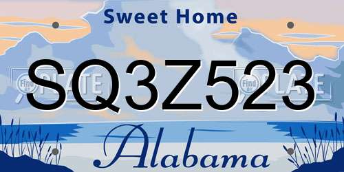 SQ3Z523 Alabama License Plate