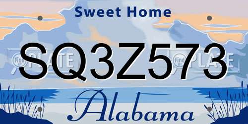 SQ3Z573 Alabama License Plate