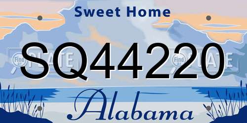 SQ44220 Alabama License Plate