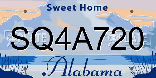 SQ4A720 Alabama License Plate