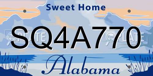 SQ4A770 Alabama License Plate