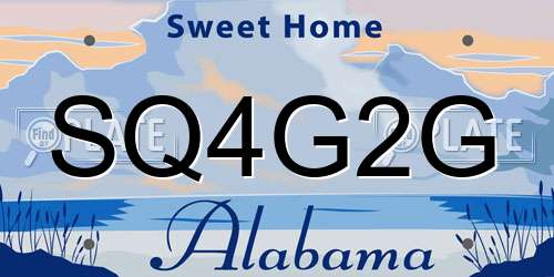SQ4G2G Alabama License Plate
