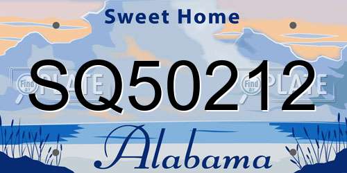 SQ50212 Alabama License Plate