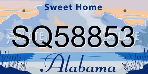SQ58853 Alabama License Plate