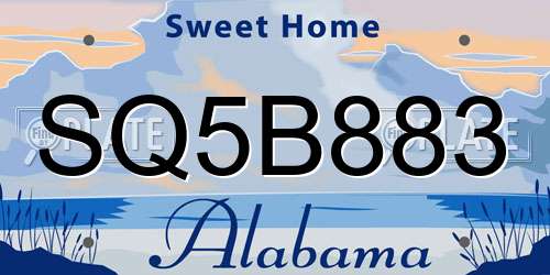 SQ5B883 Alabama License Plate