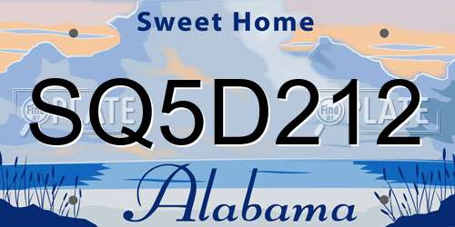 SQ5D212 Alabama License Plate