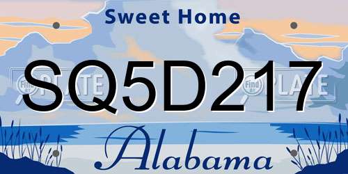 SQ5D217 Alabama License Plate