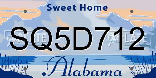 SQ5D712 Alabama License Plate