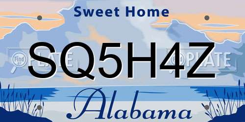 SQ5H4Z Alabama License Plate