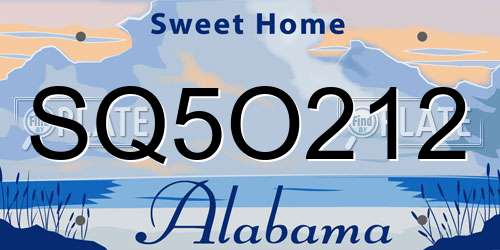 SQ5O212 Alabama License Plate