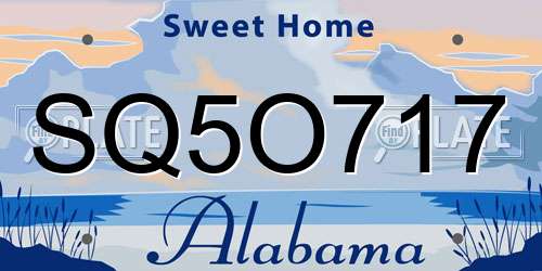 SQ5O717 Alabama License Plate