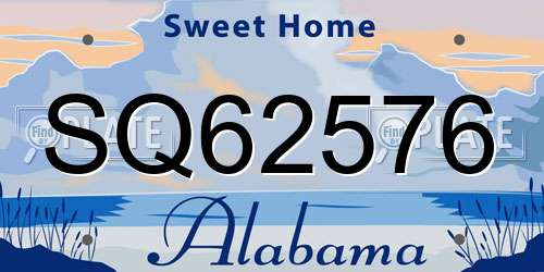 SQ62576 Alabama License Plate