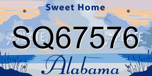 SQ67576 Alabama License Plate