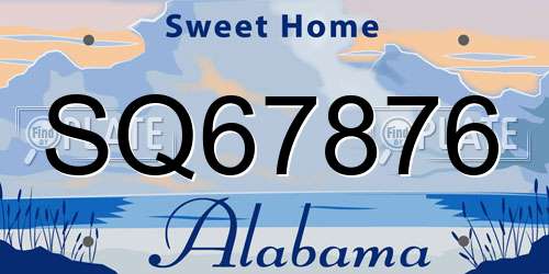 SQ67876 Alabama License Plate