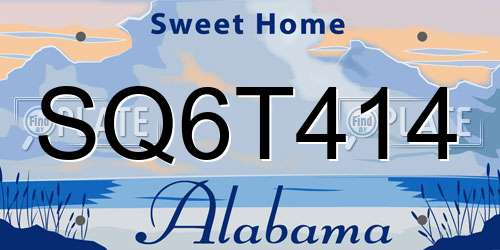 SQ6T414 Alabama License Plate