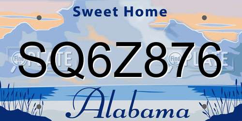 SQ6Z876 Alabama License Plate