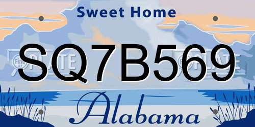 SQ7B569 Alabama License Plate