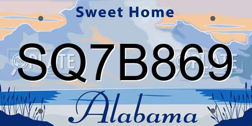 SQ7B869 Alabama License Plate