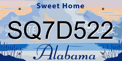 SQ7D522 Alabama License Plate