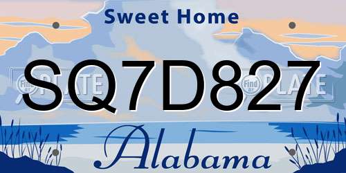 SQ7D827 Alabama License Plate