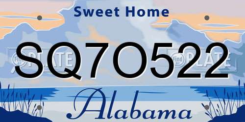 SQ7O522 Alabama License Plate