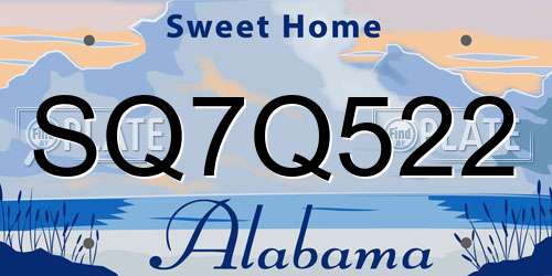 SQ7Q522 Alabama License Plate