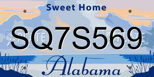 SQ7S569 Alabama License Plate