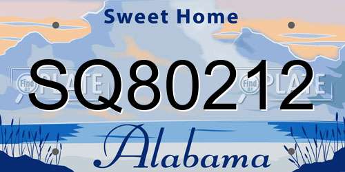 SQ80212 Alabama License Plate