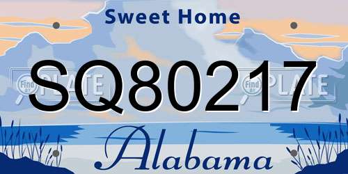 SQ80217 Alabama License Plate