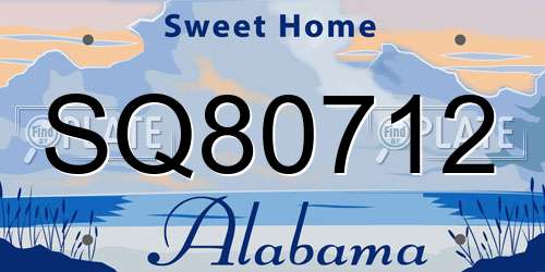 SQ80712 Alabama License Plate