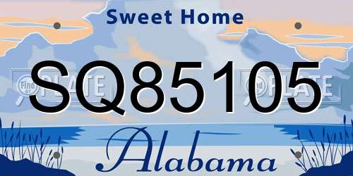 SQ85105 Alabama License Plate