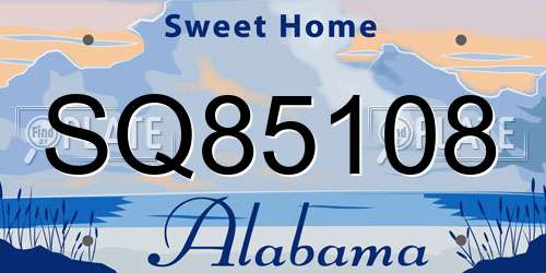 SQ85108 Alabama License Plate