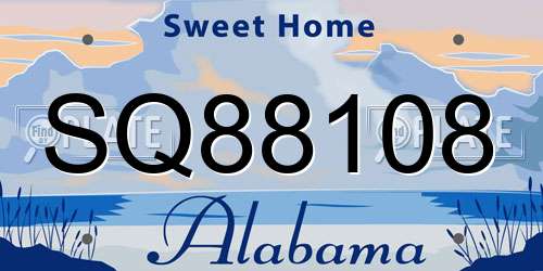 SQ88108 Alabama License Plate