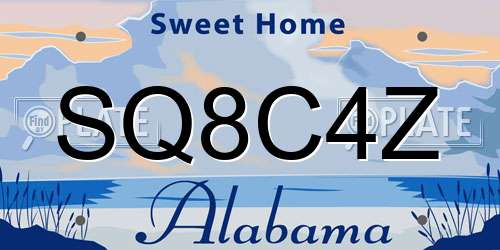 SQ8C4Z Alabama License Plate