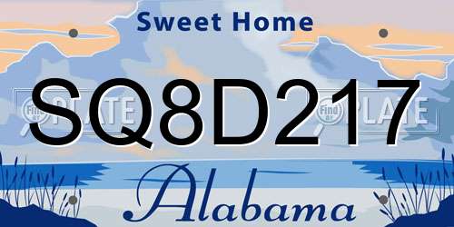 SQ8D217 Alabama License Plate