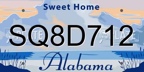 SQ8D712 Alabama License Plate